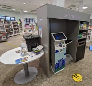 Self Service library kiosk inside public library
