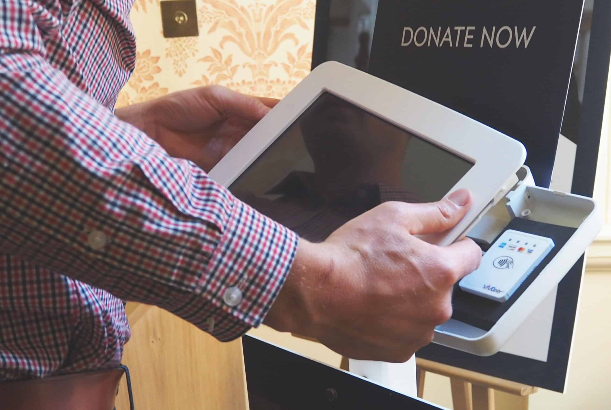 The screen is removed to access the card reader